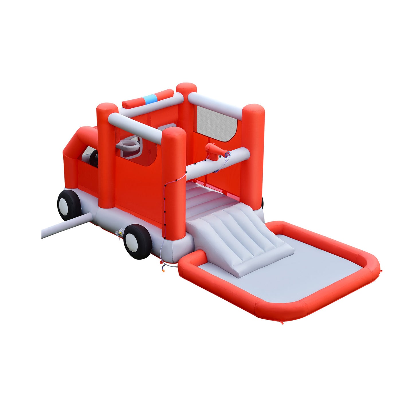 Fire Truck Themed Inflatable Castle Water Park Kids Bounce House without Blower Kids Crystal