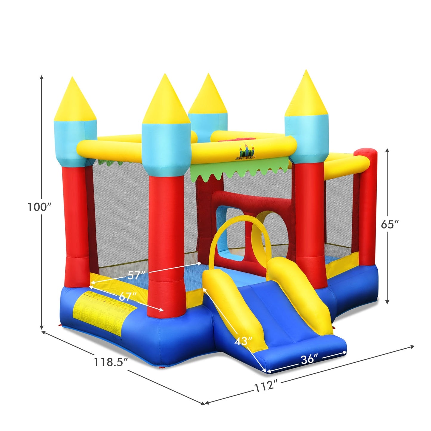 Kid's Inflatable Bouncer with Jumping Area and 480W Blower Kids Crystal