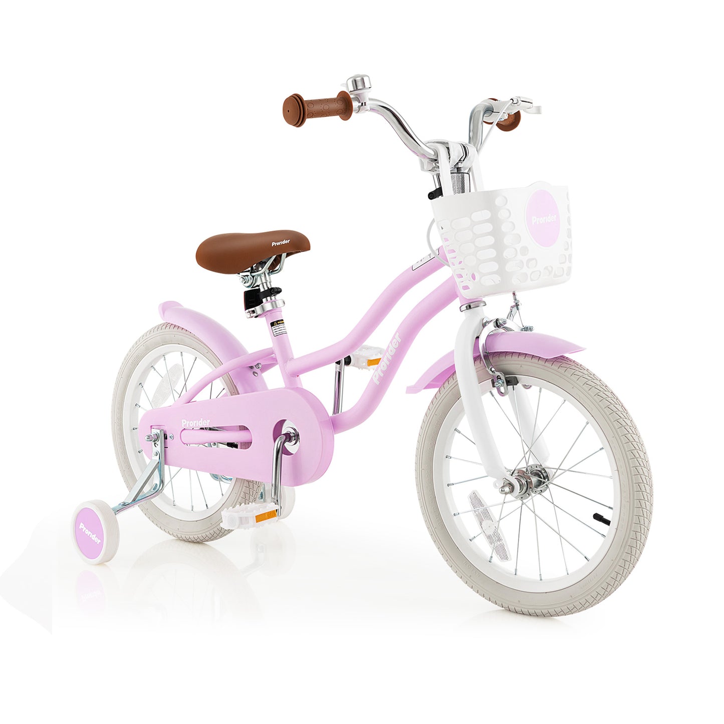 16 Inch Kids Bike with Front Handbrake and 2 Training Wheels-Purple Kids Crystal