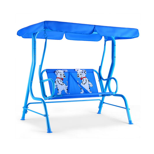 Outdoor Kids Patio Swing Bench with Canopy 2 Seats Kids Crystal