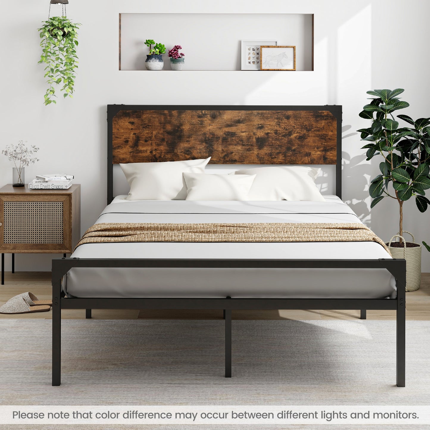 Platform Full/Queen Bed with Rustic Headboard and Footboard-Full Size Kids Crystal