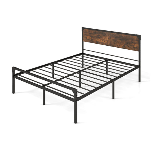 Platform Full/Queen Bed with Rustic Headboard and Footboard-Queen Size Kids Crystal