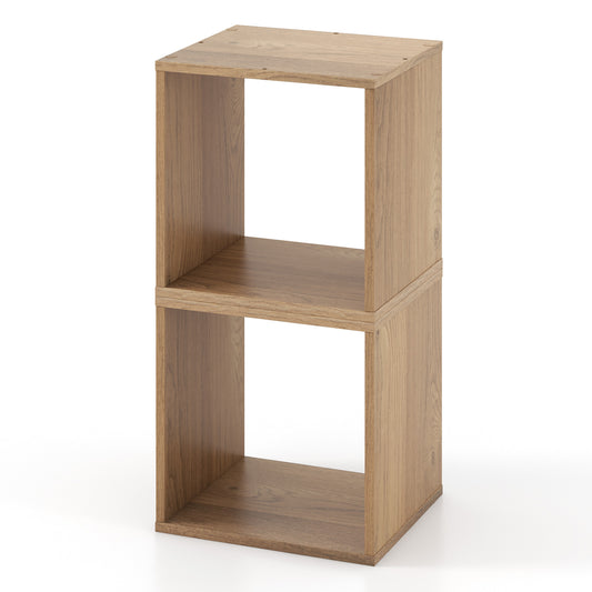 2 Cubes Stackable Bookcase for Living Room and Study-Natural Kids Crystal