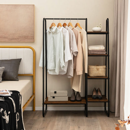 Clothes Rack Free Standing Storage Tower with Metal Frame