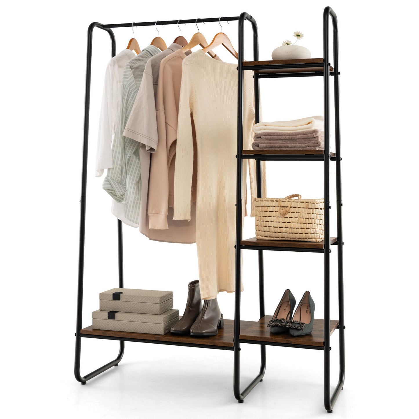 Clothes Rack Free Standing Storage Tower with Metal Frame Kids Crystal