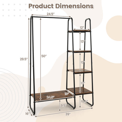 Clothes Rack Free Standing Storage Tower with Metal Frame