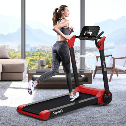 2.25 HP Electric Motorized Folding Running Treadmill Machine with LED Display and APP Control-Red
