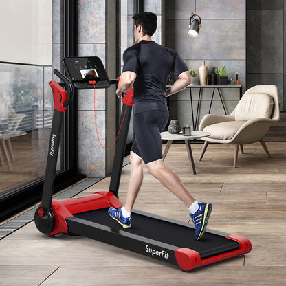 2.25 HP Electric Motorized Folding Running Treadmill Machine with LED Display and APP Control-Red