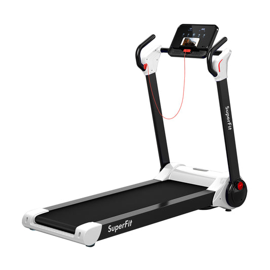 2.25 HP Electric Motorized Folding Running Treadmill Machine with LED Display and APP Control-White Kids Crystal