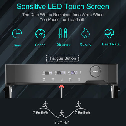 4.0HP Foldable Electric Treadmill Jogging Machine with Speaker LED-Black