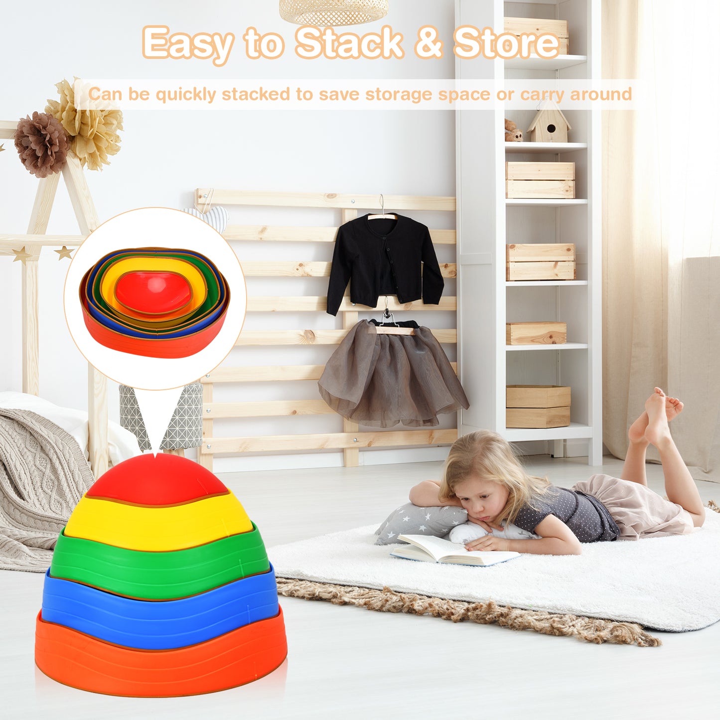 5 Pieces Kids Balance Stepping Stones Kids Crystal