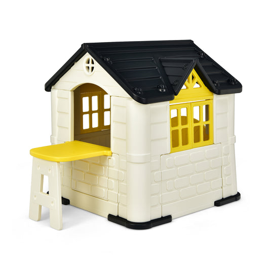 Kid’s Playhouse Pretend Toy House For Boys and Girls 7 Pieces Toy Set-Yellow Kids Crystal