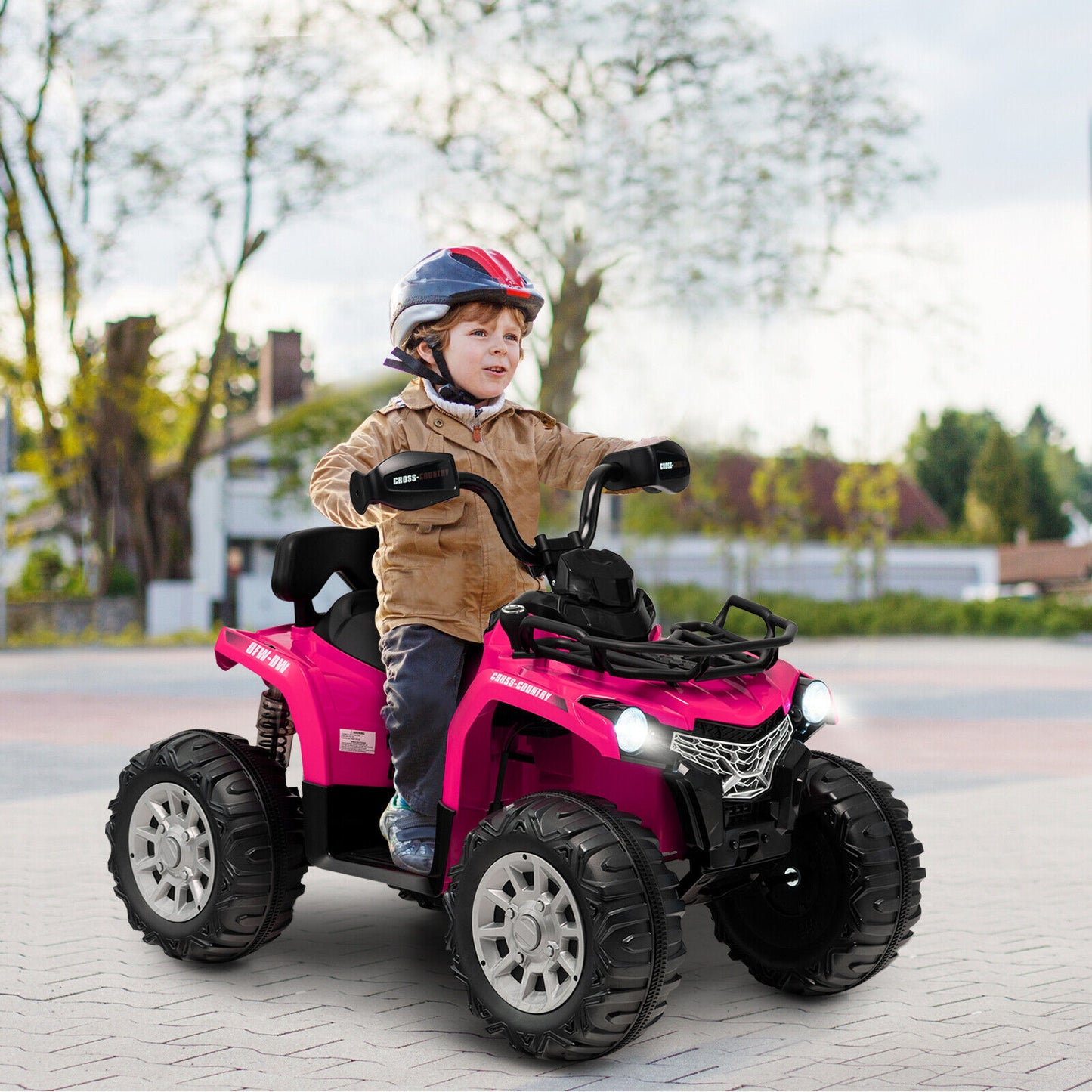 12V Kids Ride On ATV 4 Wheeler with MP3 and Headlights-Pink Kids Crystal