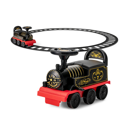 6V Electric Kids Ride On Car Toy Train with 16 Pieces Tracks-Black