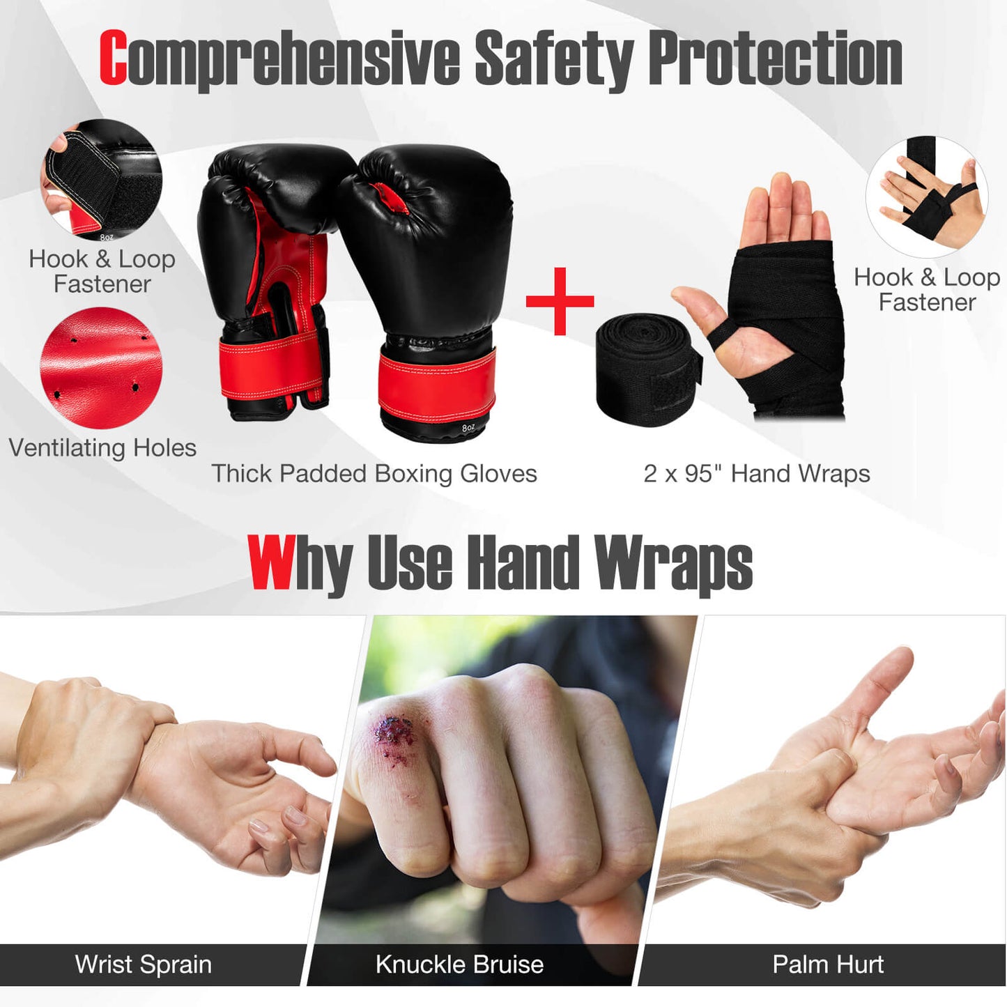 11 Pounds Kids Hanging Punching Bag Set with Punching Gloves-Black Kids Crystal