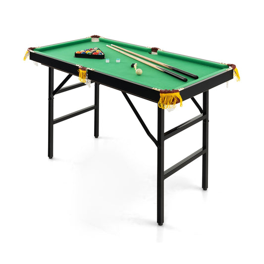 47 Inch Folding Billiard Table with Cues and Brush Chalk -Green Kids Crystal