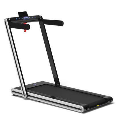 2-in-1 Folding Treadmill 2.25HP Jogging Machine with Dual LED Display-Silver
