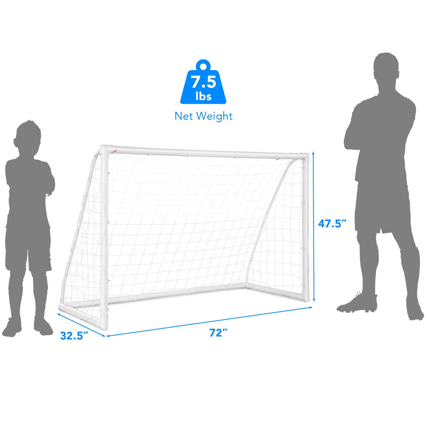 6 x 4 Feet Soccer Goal with Strong UPVC Frame Kids Crystal