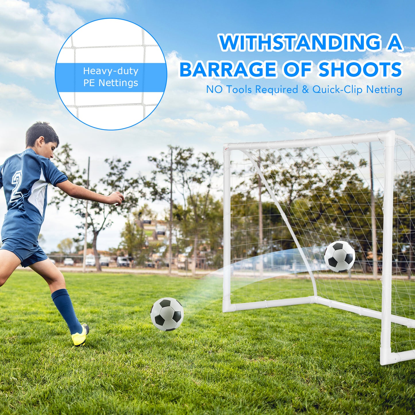 6 x 4 Feet Soccer Goal with Strong UPVC Frame Kids Crystal