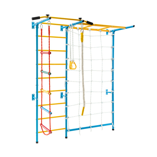 7 In 1 Kids Indoor Gym Playground Swedish Wall Ladder for Solid Wall-Yellow Kids Crystal