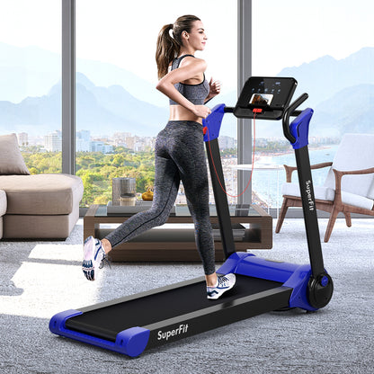 2.25 HP Electric Motorized Folding Running Treadmill Machine with LED Display and APP Control-Navy