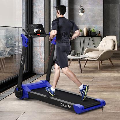 2.25 HP Electric Motorized Folding Running Treadmill Machine with LED Display and APP Control-Navy