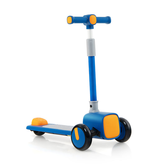 Folding Adjustable Kids Toy Scooter with LED Flashing Wheels Horn 4 Emoji Covers-Blue Kids Crystal
