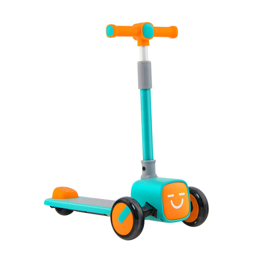 Folding Adjustable Kids Toy Scooter with LED Flashing Wheels Horn 4 Emoji Covers-Green Kids Crystal