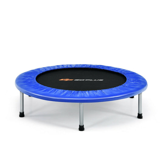 38 Inch Mini Folding Trampoline Portable Leisure Fitness Backboard-Blue Kids Crystal