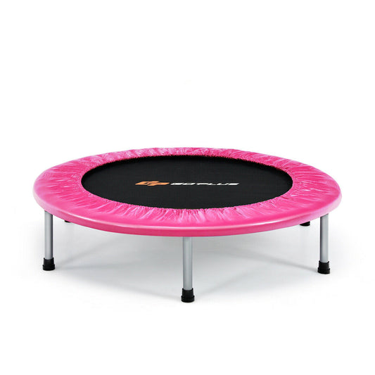 38 Inch Mini Folding Trampoline Portable Leisure Fitness Backboard-Pink Kids Crystal
