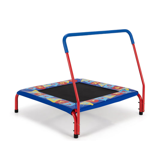 36 Inch Kids Indoor Outdoor Square Trampoline with Foamed Handrail-Blue Kids Crystal