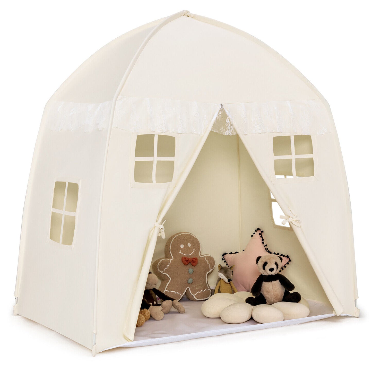 Portable Indoor Kids Play Castle Tent-White Kids Crystal