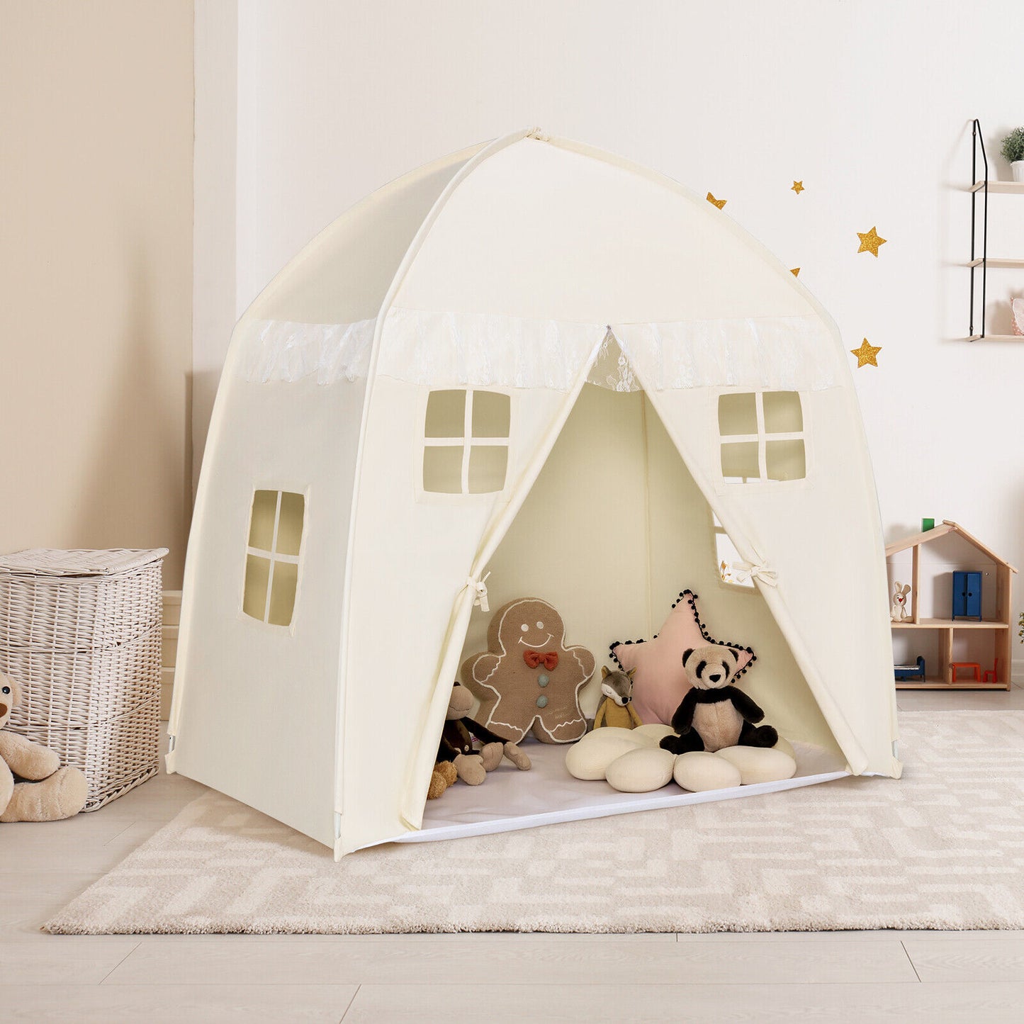 Portable Indoor Kids Play Castle Tent-White Kids Crystal