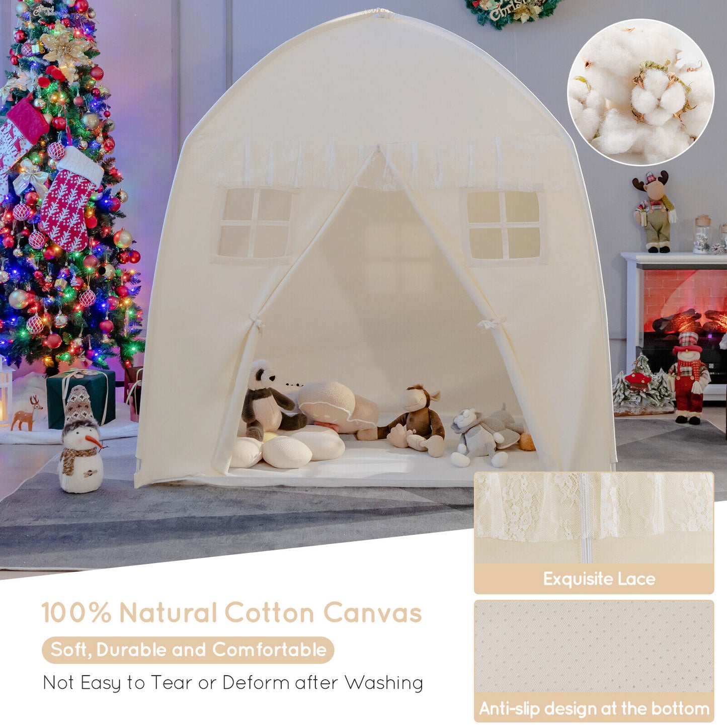 Portable Indoor Kids Play Castle Tent-White Kids Crystal