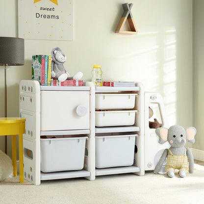 Toddler Truck Storage Organizer with Plastic Bins-Beige