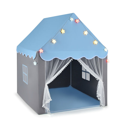 Kids Playhouse Tent with Star Lights and Mat-Blue Kids Crystal
