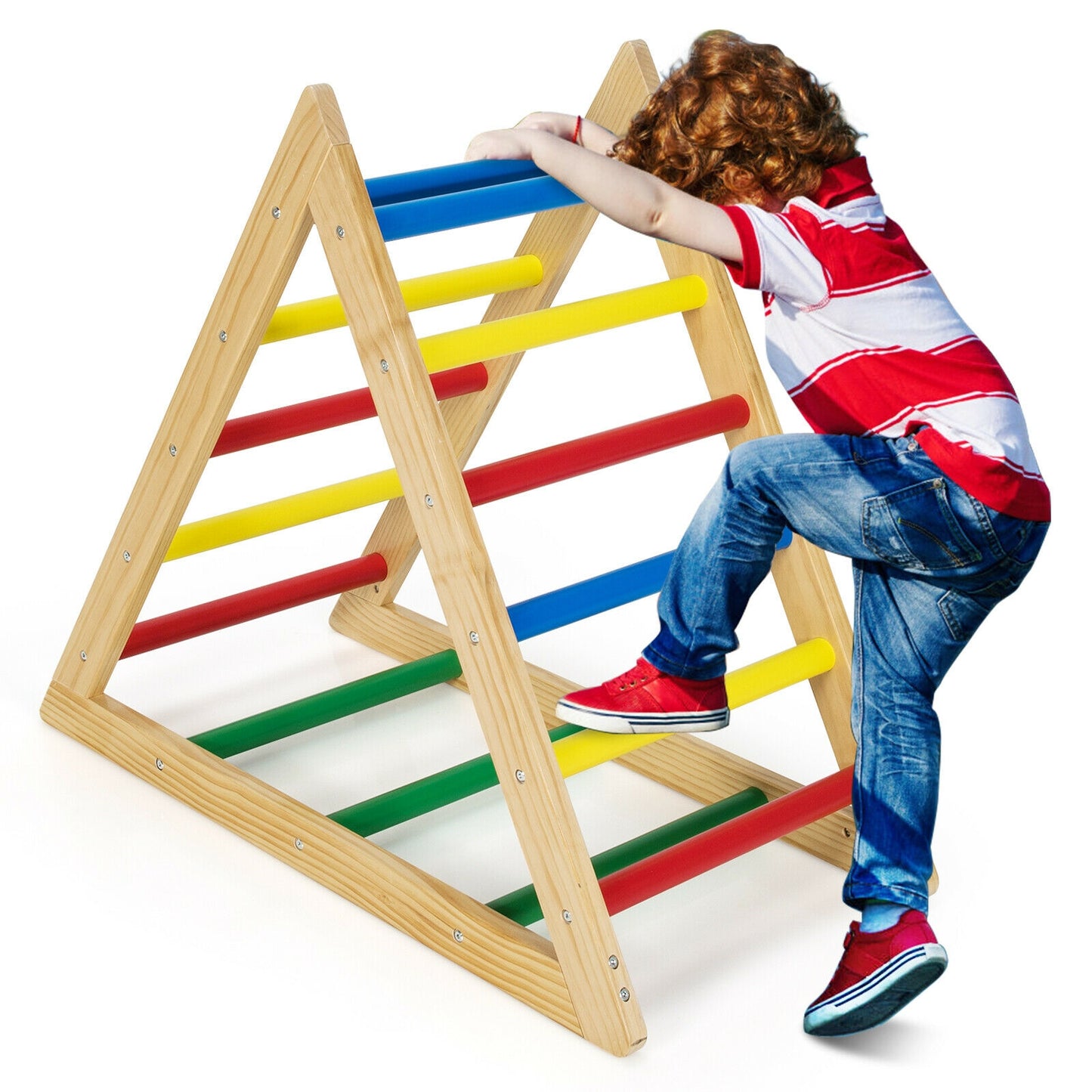 Climbing Triangle Ladder with 3 Levels for Kids-Multicolor Kids Crystal