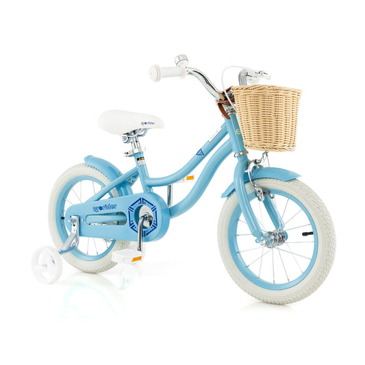 14-Inch Kids Bike with Training Wheels and Adjustable Handlebar Seat-Blue Kids Crystal