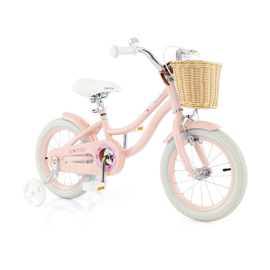 14-Inch Kids Bike with Training Wheels and Adjustable Handlebar Seat-Pink Kids Crystal