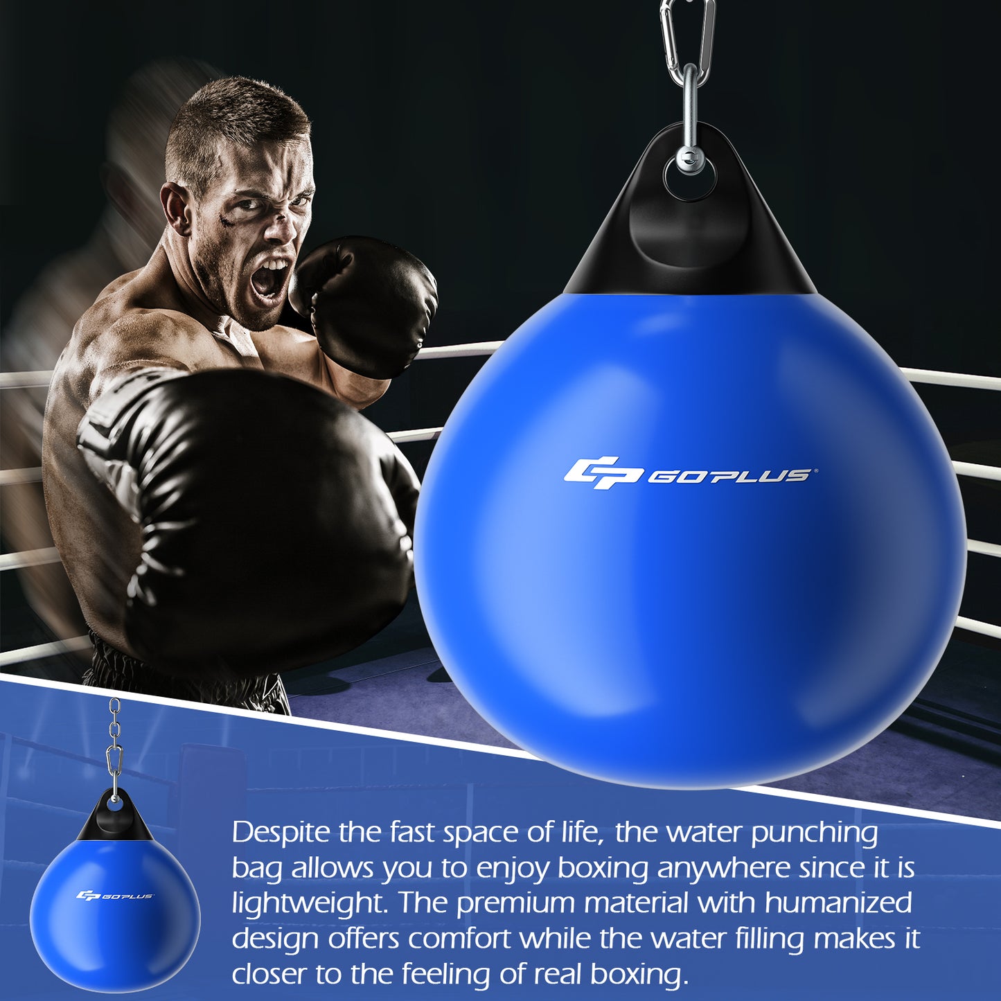 21 Inch Water Punching Bag with Adjustable Metal Chain-Blue Kids Crystal