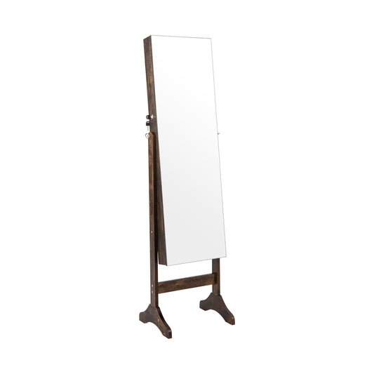 Standing Jewelry Cabinet with Full Length Mirror-Brown Kids Crystal