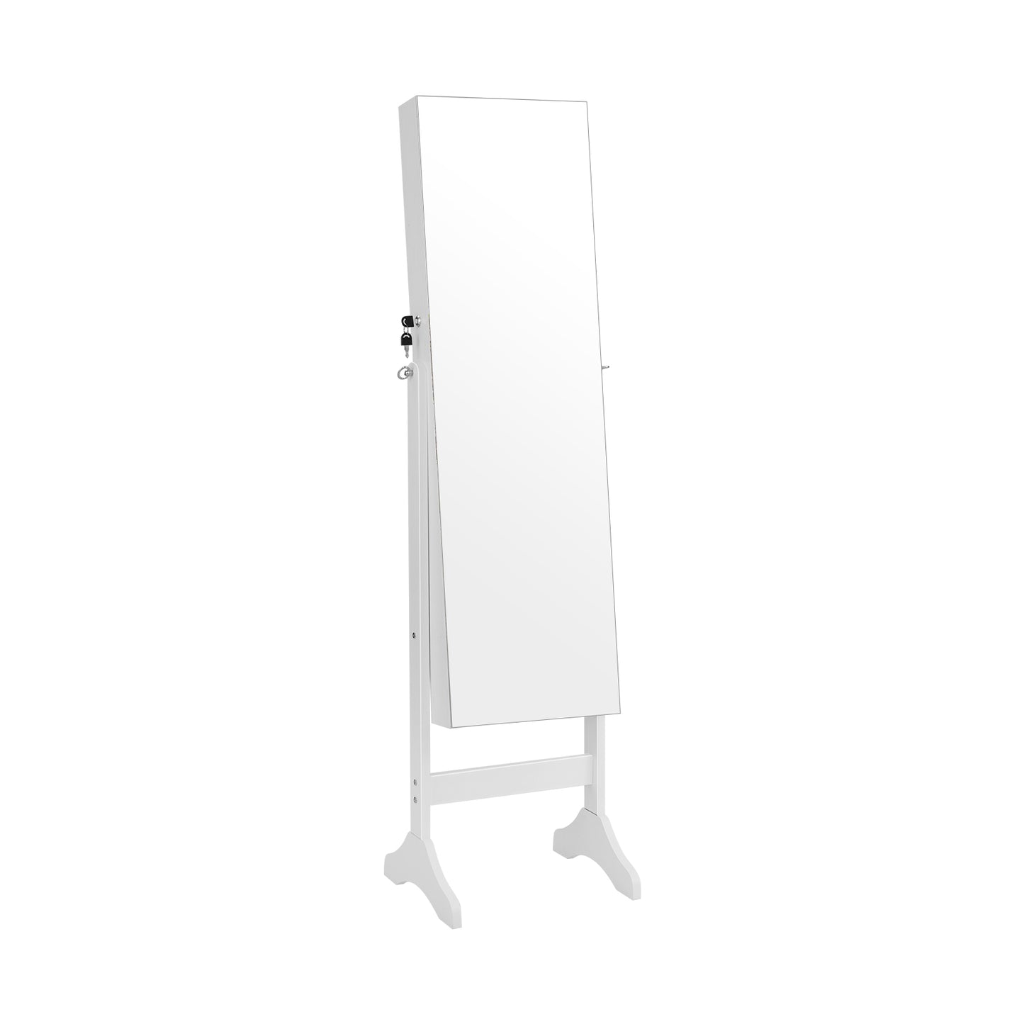 Adjustable Standing Jewelry Cabinet with Full Length Mirror-White Kids Crystal