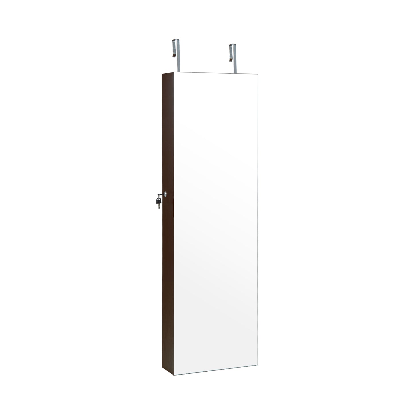 Wall Mounted Jewelry Cabinet with 3-Color Lights-Brown Kids Crystal