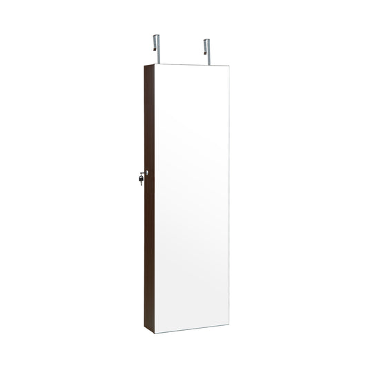 Wall Mounted Jewelry Cabinet with 3-Color Lights-Brown Kids Crystal