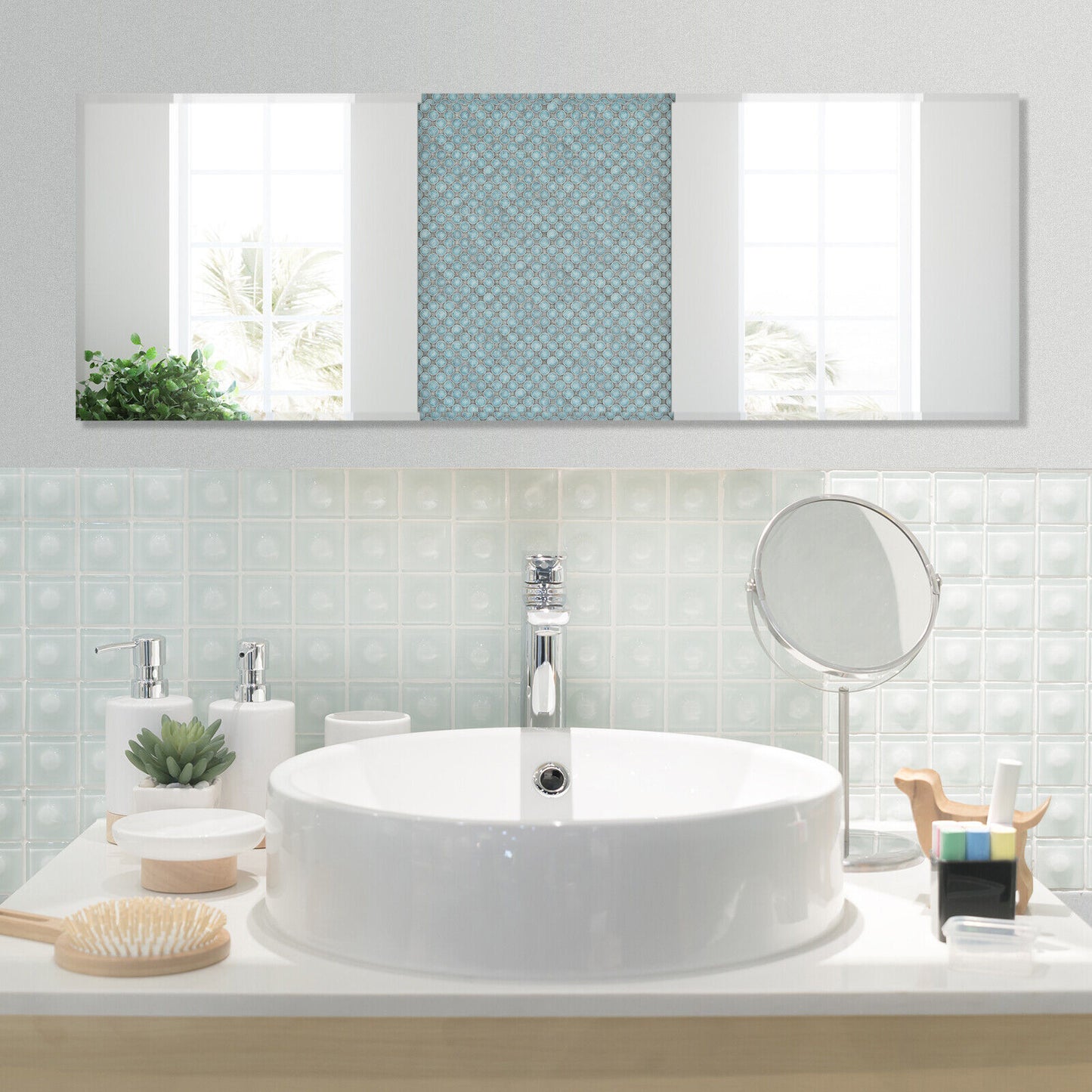 43 x 15 Inch Wall Mounted Frameless Full Length Mirror Kids Crystal