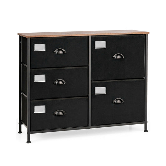 5-Drawer Storage Dresser for Bedroom Closet Entryway-Black Kids Crystal