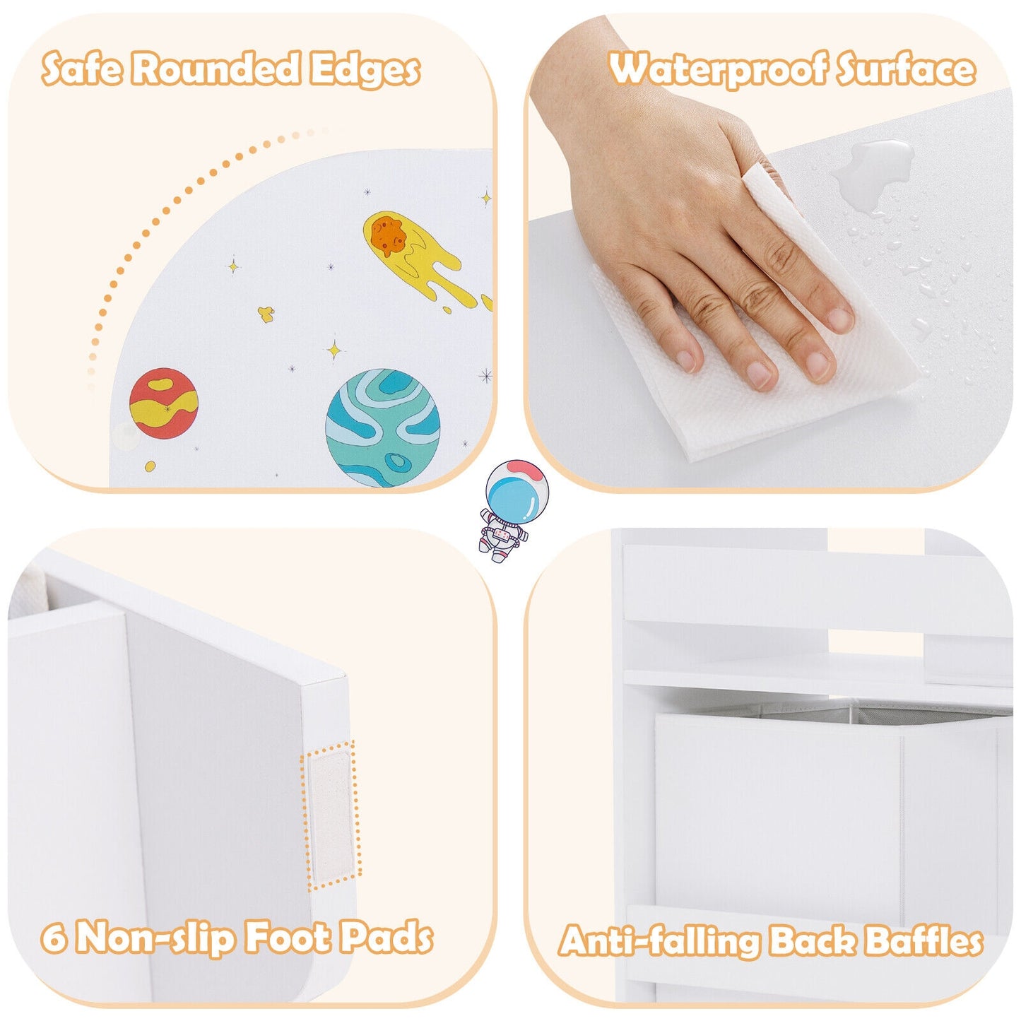 Kids Book Organizer Children Wooden Storage Cabinet with Storage Bins Kids Crystal