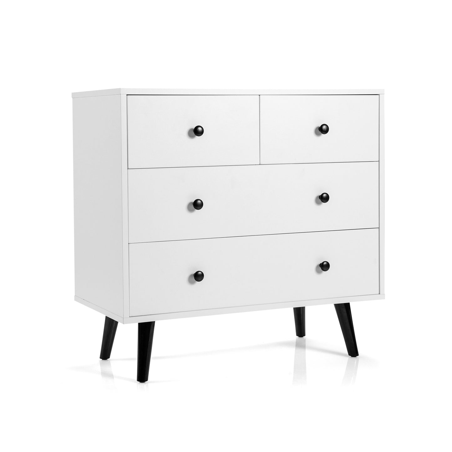 4 Drawers Dresser Chest of Drawers Free Standing Sideboard Cabinet-White Kids Crystal