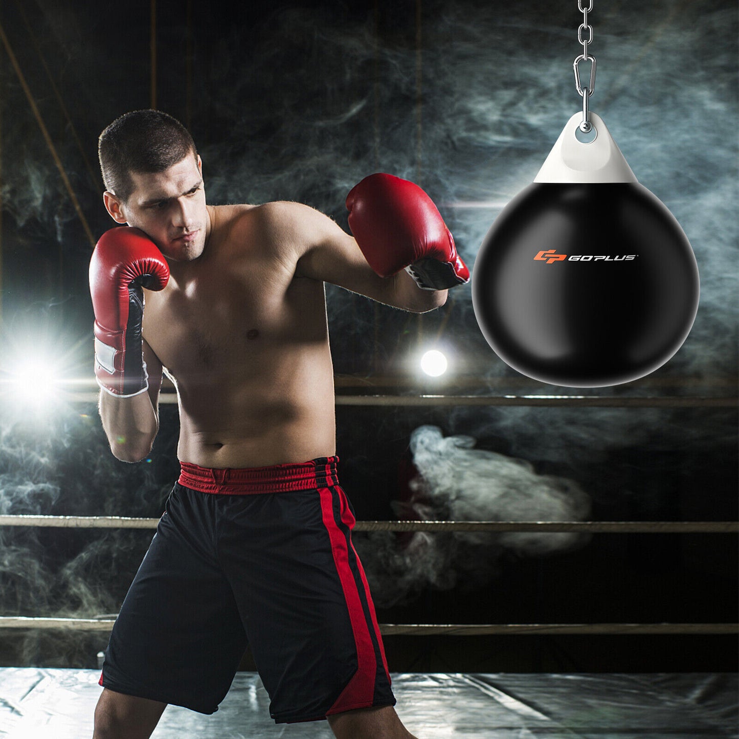 18 Inch 110 Pound Heavy Punching Water Aqua Bag with Adjustable Metal Chain-Black Kids Crystal