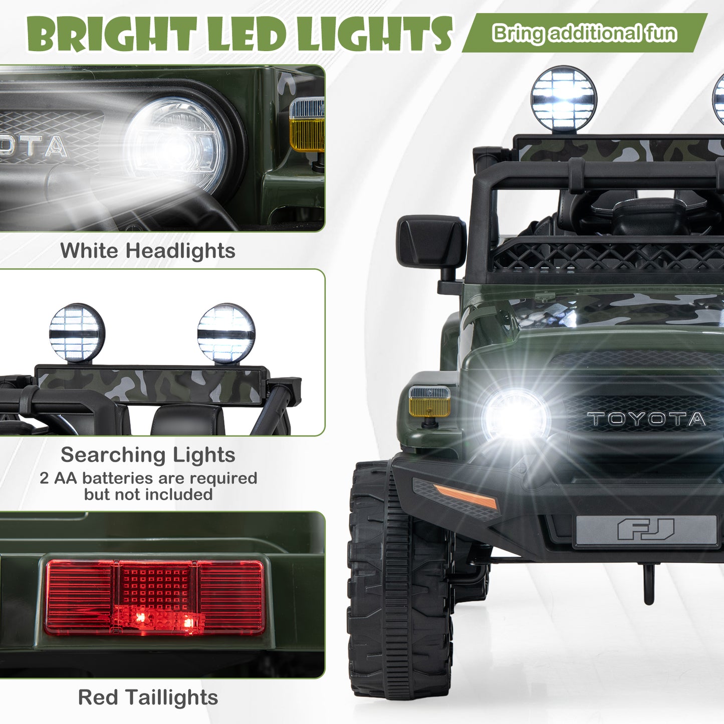 12V 7Ah Licensed Toyota FJ Cruiser Electric Car with Remote Control-Camo